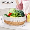 WILLOW WEAVE 14" Handmade Wicker Bread Basket for Serving, Set