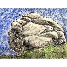 Alex Mac Shop Original ACEO Drawing Stone Rock Landscape Nature Design Artwork Card
