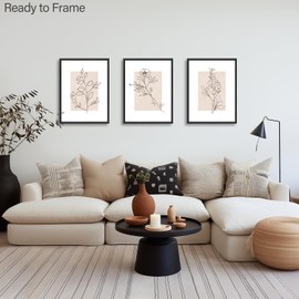 Dazzlewall Beige Botanical Wall Decor Poster Abstract Minimalist Flower Wall Poster for Bedroom Living Room Decor 12x16 in Unframed Set of 3