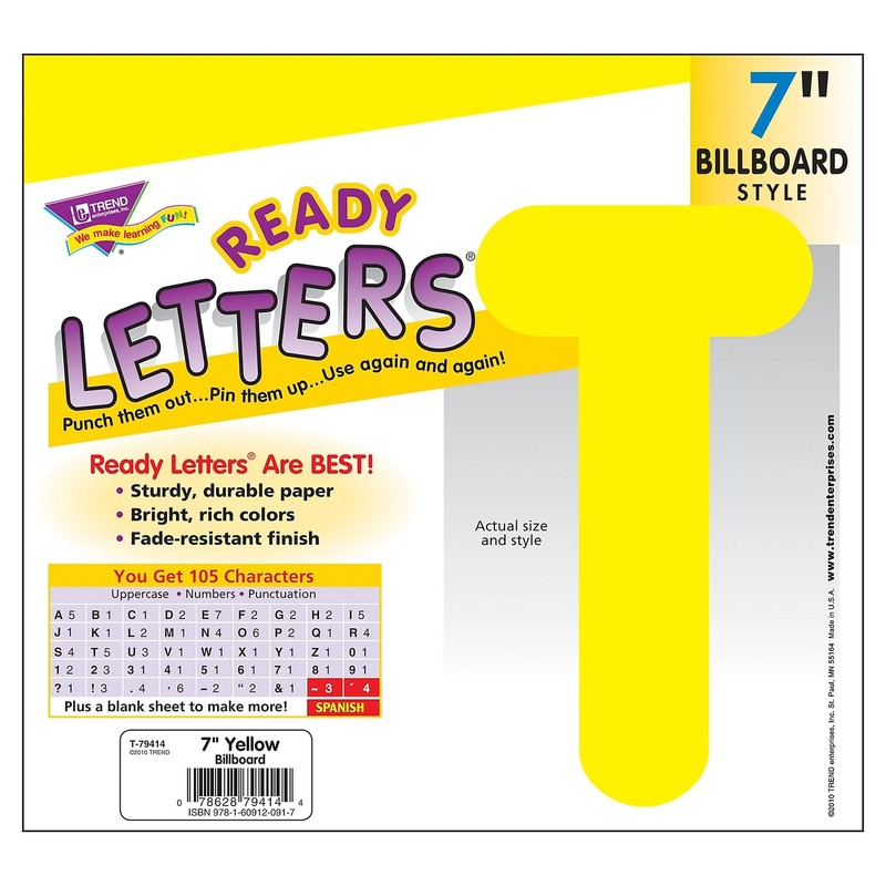 TREND enterprises, Inc. T-79414 Yellow 7" Billboard Uppercase Ready Letters