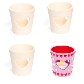 Ceramic Heart Tealight Holders for Kids to Paint & Decorate for Valentines (Pack of 4)