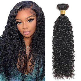 Tuheerst Real Hair Wefts Human Hair Bundles Natural Black Human Hair Extensions Real Hair Double Weft Curly Wave Human Hair Extensions Single Bundle Remy Hair for Woman 30 Inches