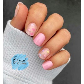 Red Aspen Press On Nails~Love You Bestie, Lynsey Lou~Short ~Square~Pink Hearts