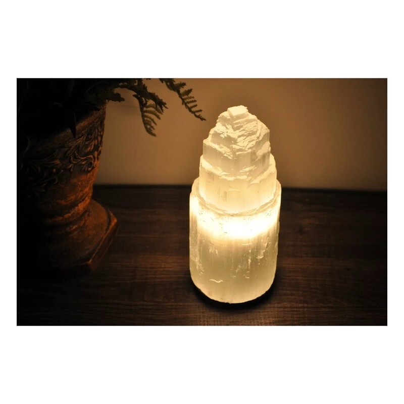 Natures Artifacts Selenite Lamp, Selenite Crystal Lamp, Selenite Tower Skyscraper