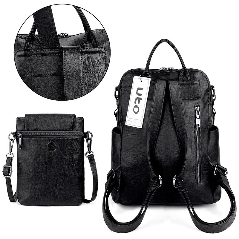 UTO Women Backpack 3 Ways Shoulder Handbag with Detachable Crossbody