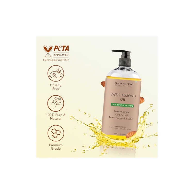 Majestic Pure Sweet Almond Oil, Super Triple A Grade Quality,