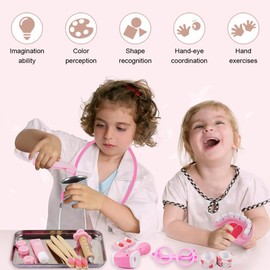 Children's Stethoscope, Toy Stethoscope, Metal Stethoscope Children, Functional Double Head Stethoscope Toy for Medical Toy, Stethoscopes Role Play (Pink)