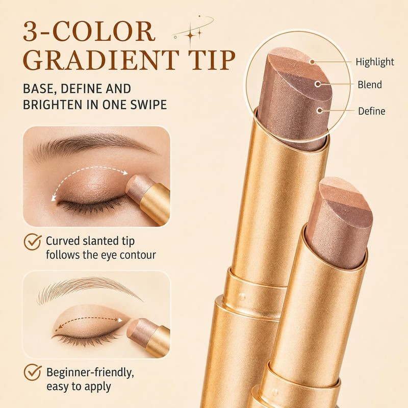 4 Pack Eyeshadow Stick Set,3 Color Gradient Shimmer Multi Color