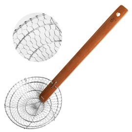 Letschef Stainless Steel Spider Strainer Asian Kitchen Wire Food Cooking Skimmer With Natural Bamboo Handle, 6-Inch, Hand-Made