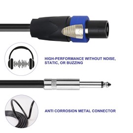 HBU 20 Feet Pack of 1 Speakon to 1/4" Cable - 1pc 20 Ft. Speak-On Male to 6.35mm TS Male Wire for Speaker, Loudspeaker, Audio Amplifier, Mixer - Heavy Duty Shielded Core with Twist Lock