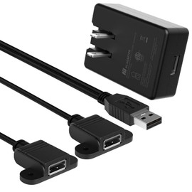 USB 2.0 Charging Extension Cable, Furniture Nightstand USB Port Male to Female (5 ft/1.5m) Panel Mount Charging Cable for Mobile Phones, Tablets, USB Lamps, and More. (1 pc and Adapter)