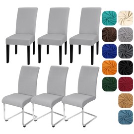 Yugarlibi Chair Covers, Set of 6, Stretch Chair Covers, Swing Chair, Elastic Covers, Chair Cover, Removable, Washable Chairs, Protection for Kitchen, Restaurant, Hotel, Banquet, Wedding (Light Grey, 6