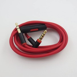 Replacement Audio Cable Cord Wire with in-line Microphone and Control Compatible with Solo 2 Solo 3, Studio 3, Pro, Detox, Wireless, Mixr, Executive, Pill Headphones (4.6FT, Red)