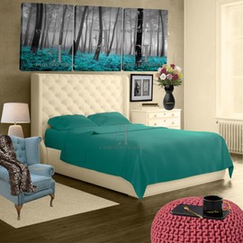 Luxury Flannelette Flat Sheet Plain Dyed Soft 100% Brushed Cotton Teal Double 224cm x 245cm Approximate