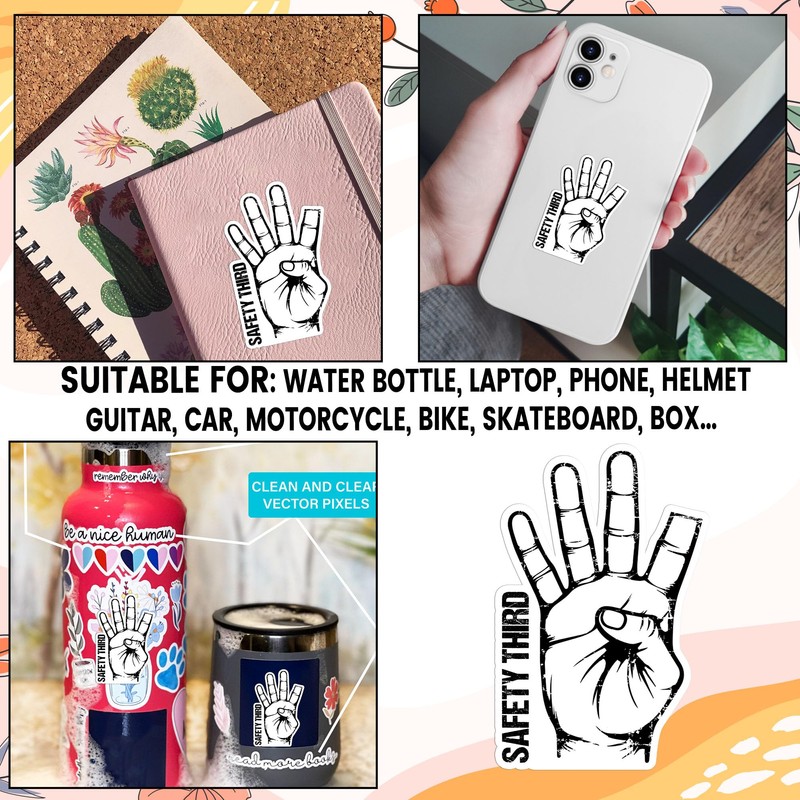 Set 3PCS 3 Inches - Safety Third Sticker Funny Construction