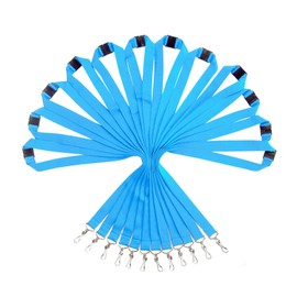 Durable Polyester Lanyards with Safety Clasp - Available in Rainbow Mix & Solid Colors (12, Sky Blue)