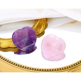 GUJOXILA Rose Quartz Worry Stone Stress Relief Healing Crystals Gemstones Gifts for Women Heart Gift Meditation Polished Reiki Balancing Pocket Massage Crystal