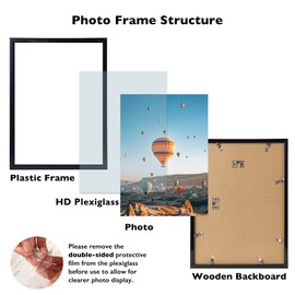 JCJMY 10x13 Picture Frame Set of 6 Black for Wall Hanging, Wall Mounting Horizontally or Vertically, 10 x 13 Wall Gallery Poster Photo Frame with Shatter Resistant Plexiglass, 6 Pack, Black