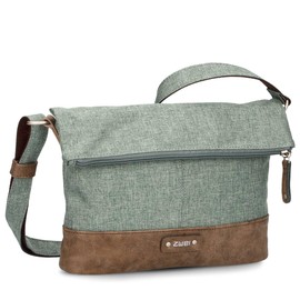 Zwei Damen Rolltop-Handtasche Olli OT6 Umhängetasche 2/4 Liter klassische Crossbody Bag wasserabweisend robust strapazierfähig Bicolor Design Schultertasche, hochwerti verarbeitet (eucalyptus)
