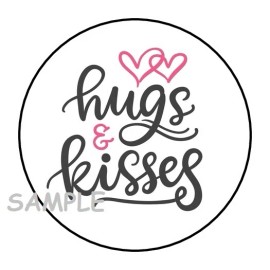 PartyMommy 30 HUGS AND KISSES ENVELOPE SEALS LABELS STICKERS 1.5" ROUND HEARTS GIFTS FAVORS