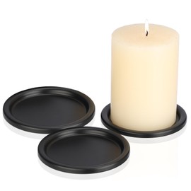 OwnMy - 3 portavelas de hierro para velas de pilar, platos y bandejas de metal de 3 pulgadas, pequeños soportes redondos para velas elegantes bases para mesas de comedor de boda, color negro