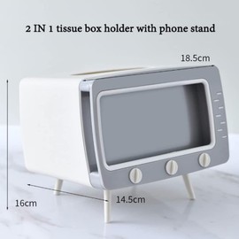 apott 2-in-1 Tissue Box TV-Shaped Napkin Holder with Cell Phone Slot Smartphone Holder Decor for Desktop Bathroom Office Use Green