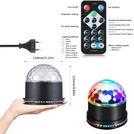 Disco Ball, RGB Disco Light Party Light, LED Lamp Disco Ball, Stage Lighting Disco Party Light Decoration, Music Controlled 6 Light Modes with Remote Control, EU Plug for Home Party Christmas