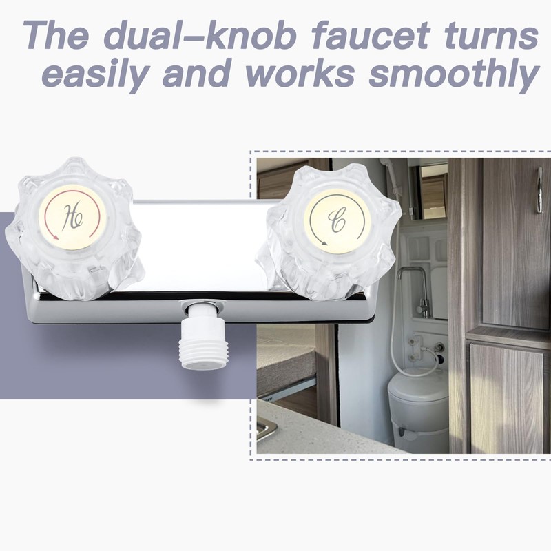 PuritySage RV Shower Faucet,4” Dual Knob Diverter Valve for Indoor/Outdoor