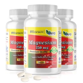 America Medic & Science Magnesium 250 mg (150 Caplets) | Pack of 3 Bottles | Magnesium Oxide Supplement for Men and Women | Supports Healthy Nerve and Muscle Functions | Boosts Exercise Performance