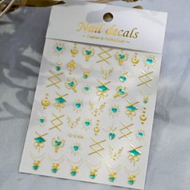 Masper 8 Blatt Nail Art Aufkleber, Mond Stern Sonne Nagelaufkleber Abziehbilder für Make-up Nagelbedarf Nail Art Design Dekoration Zubehör