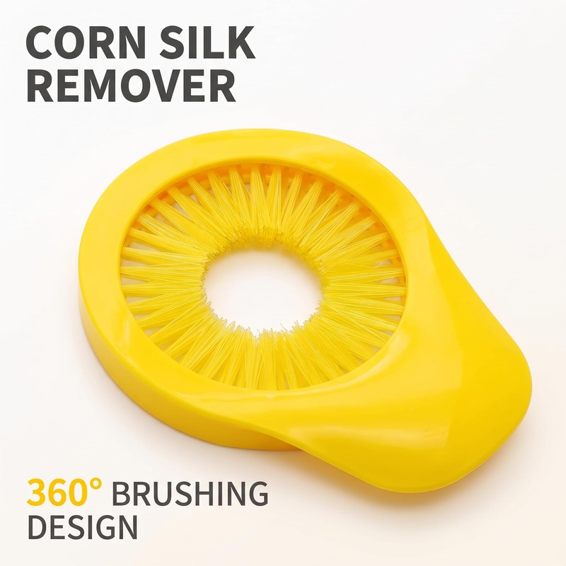 Multifunctional Plastic Corn Silk Remover Brush, Yellow Plastic Bristles, Reusable