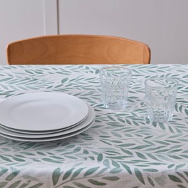 Botanical Green Leaves Rectangle Table Cloth 52" x 70”, Waterproof & Stain Resistant Table Cloth, Party Table Decor, Housewarming Gifts
