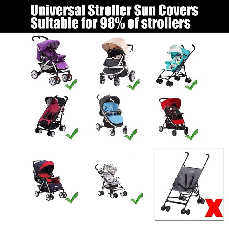 Universal Kinderwagen Sonnenschutz, Passend für 98% aller Kinderwagen, Mehrfach-Installationsmöglichkeiten, Schwarz