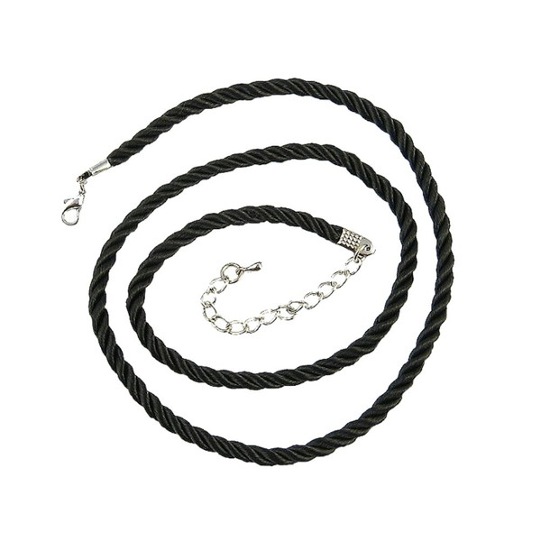 3 Ply Twisted Satin Necklace Cord - Black (20") (D1)