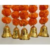 SPHINX Artificial Marigold Fluffy Flowers and Golden/Silver Hanging Bells Short