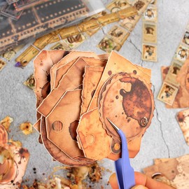 Vintage Scrapbook Kit, 90 Sheets Coffee and Manuscripts Theme, Scrapbooking Stickers and Decorative Papers Collage Materials, Ephemera for Junk Journal Supplies, Journaling, Crafts Arts, Scrap Booking