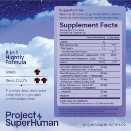 Sleep Optimization Gummies 8-in-1 Formula for Restorative Sleep & Stress Relief, Natural Mushroom Wellness, Raspberry Flavor, 60 Gummies