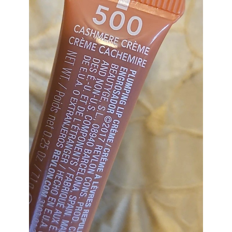 Revlon-Kiss Plumping Lip Creme-500 Cashmere Creme-GREAT SHADE-Sealed!