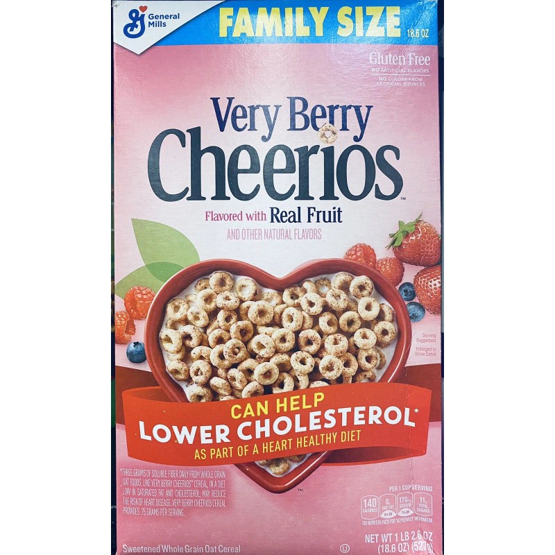 General Mills CHEERIOS FAMILY SIZE VERY BERRY Heart Healthy Whole