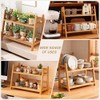 Cup Rack 2-Tier Bamboo with Rattan Look, Space-Saving Cup Holder,