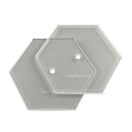 CAKESAFE 6.5 Inch Hexagon Acrylic Disk Set – 2-6.5” Clear ¼” Acrylic Buttercream Disks – Perfect Icing Tool to Smooth the Frosting on Your Cakes, Disk Size and Perimeter Border Engraved on Every Disk