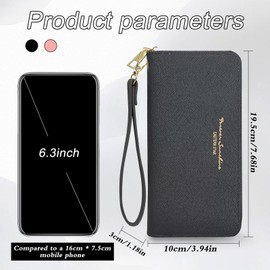 Energather Womens Wallet, PU Leather Ladies Wallets Credit Card Holder for Women and Girls, Fashion Women's Wallets Long Wallet with Zipper for Travelling, Walking, Dating, Shopping (pink)