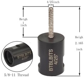 BTBLBITS Diamond Mortar Raking Bit 4/25" x 1" Mortar Router Bits with 5/8-11 Thread Plus 3/8" Hex Shank Adapter for Mortar Raking Tuck Pointing Granite Marble Masonry Brick Stone Removal