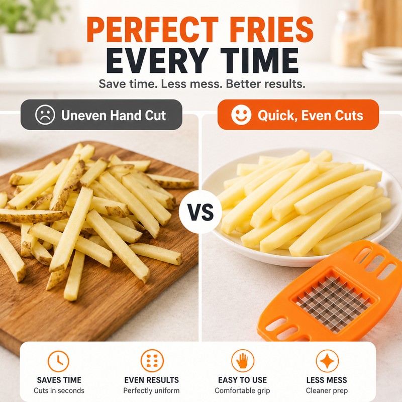 French Fries Potato Cutter for Home Kitchen – Multifunction Metal