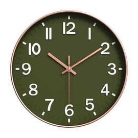 XGVIEGZ Wall Clocks Battery Operated, 12” Large Wall Clock for Living Room Bedroom Classroom Decor, Kitchen Clock, Modern Wall Clock, Non-Ticking Silent Clock (Green)