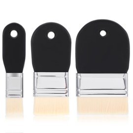 Pack of 3 Flat Paddle Brushes, Watercolour Acrylic Flat Brush, Paddle Surface Brush, Reusable Brush, Wide Wooden Handle Brush, Acrylic for Watercolour, Gouache, Acrylic, Oil on Canvas and Painting