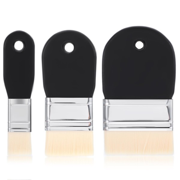 Pack of 3 Flat Paddle Brushes, Watercolour Acrylic Flat Brush,