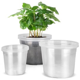 DUNPUTE 6/8/10 Inch Large Clear Nursery Pots with Drainage, 12 Pack Plastic Pots for Plants, Ideal Seedling Pots and Plant Pots for Vegetables, Orchids, Aloe, Indoor Outdoor Use (6 8 10 inch)