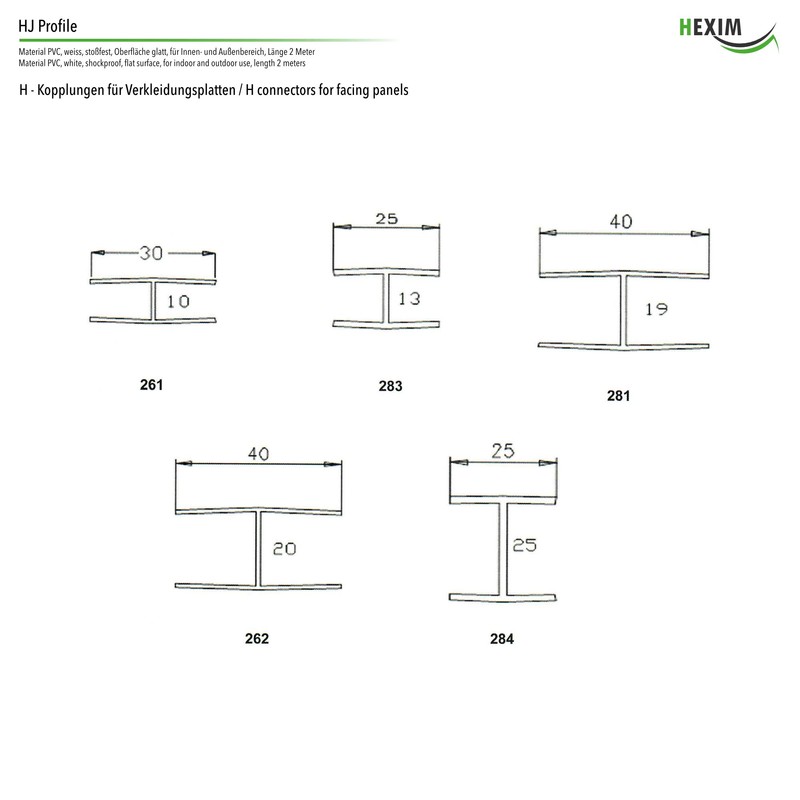 HEXIM Edging Profiles for Cladding Panels - H-/ U-/ &