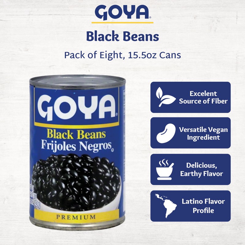 Goya Foods Black Beans, 15.5 Ounce (Pack of 8)